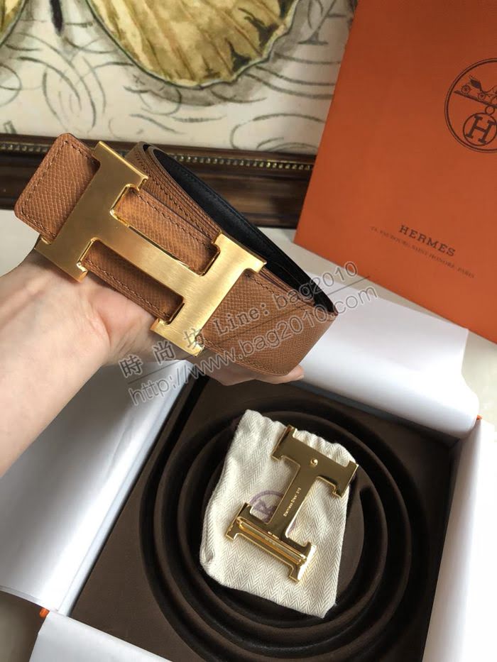 HERMES皮帶 愛馬仕原單 雙面用 原版皮手掌紋 金屬H大Logo 男士腰帶  hgh1970